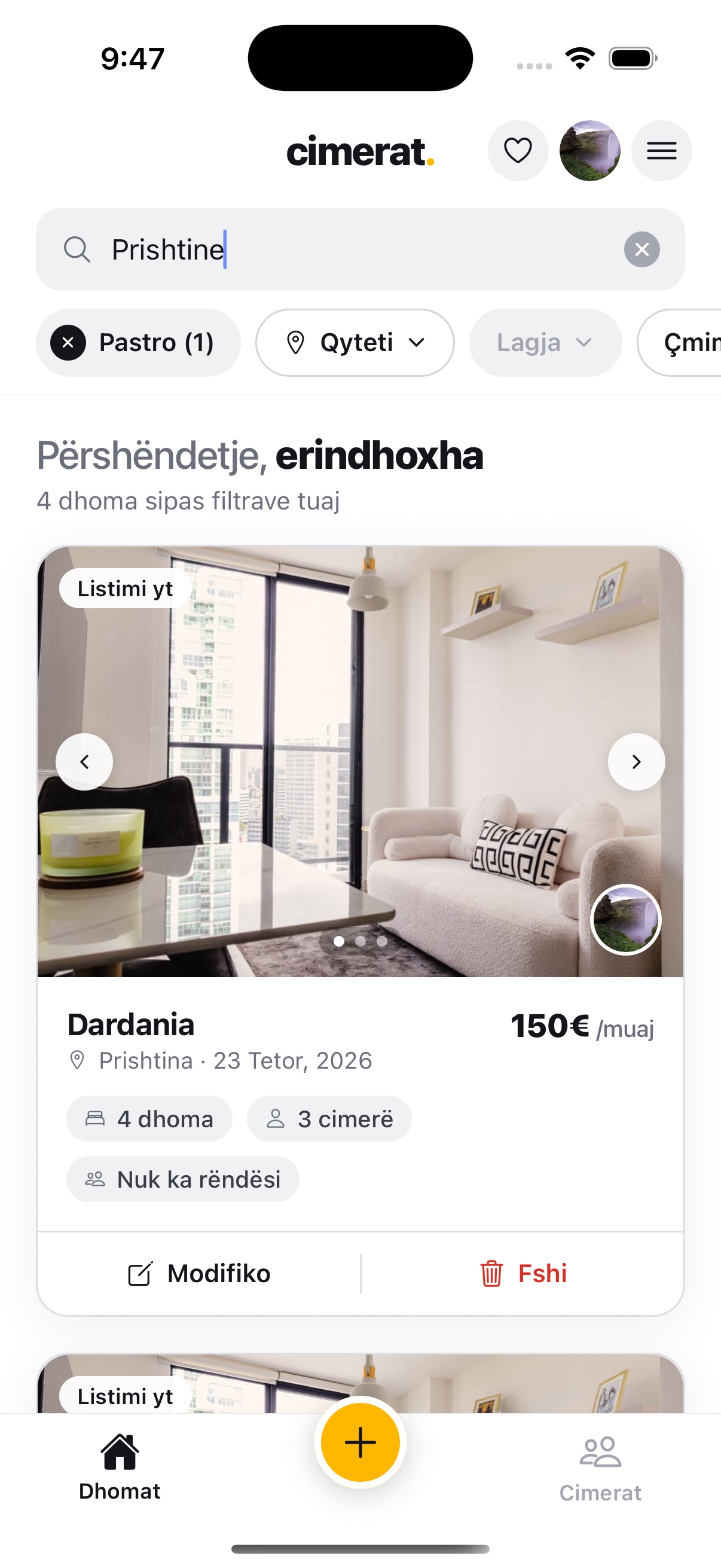 Rooms filtered by city